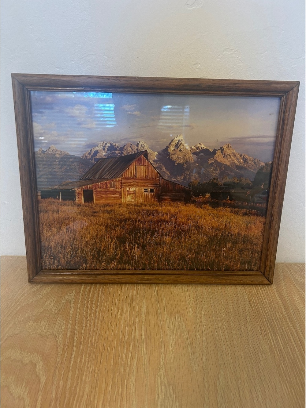 Vintage Rustic Barn Landscape Photo Frame with Wooden Frame